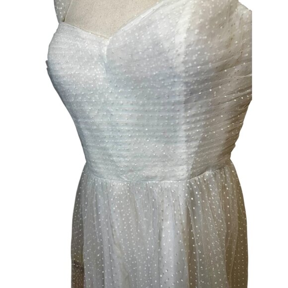 Unique Vintage White Swiss Dot Tulle Midi Dress XXL | Retro Bridal Party Cocktai - Picture 4 of 9